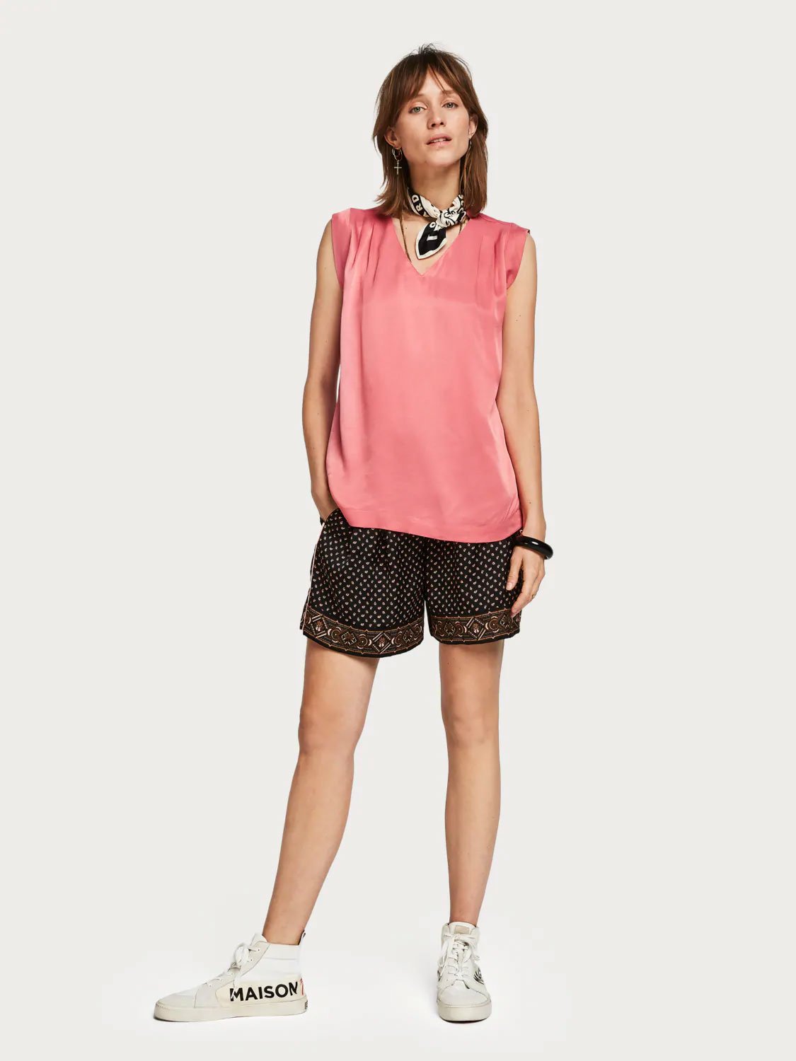 Sleeveless Pleated Top
