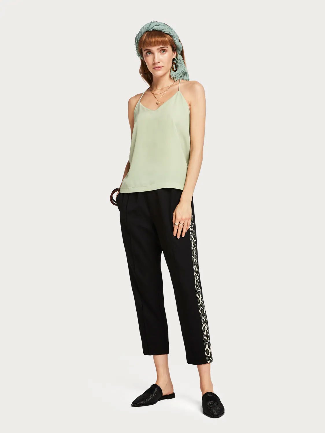 Mixed Woven and Jersey Tank Top