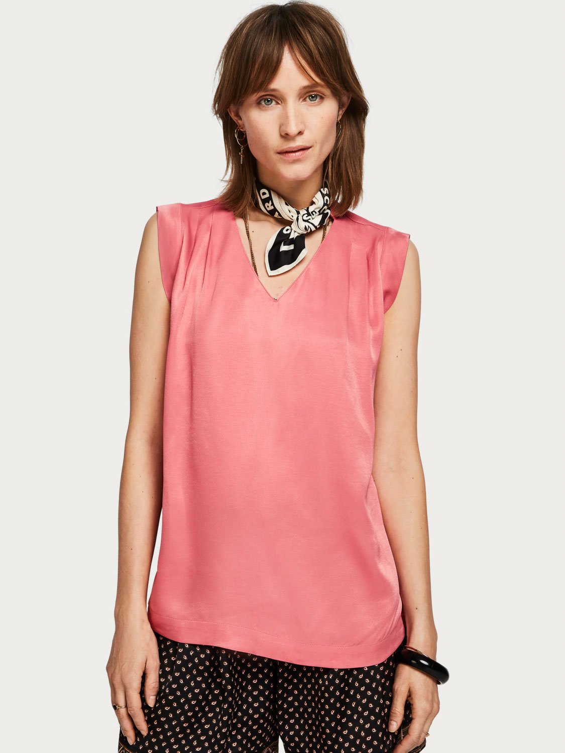 Sleeveless Pleated Top